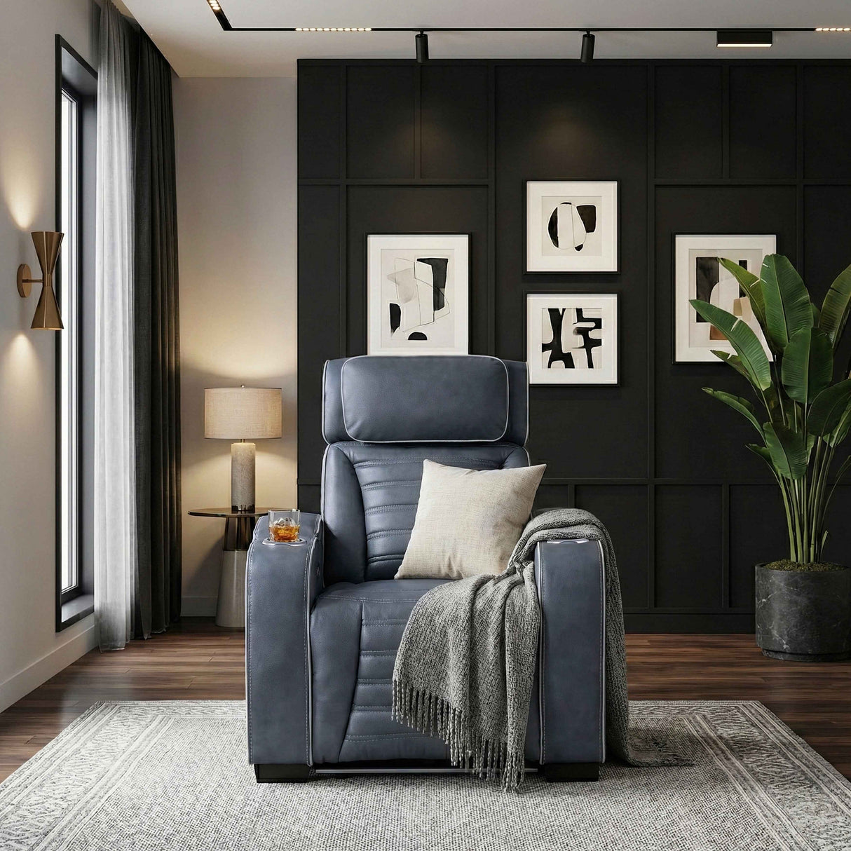Cyber Blue Power Reclining Chair with Power Headrest by Homelegance at Eve Furniture