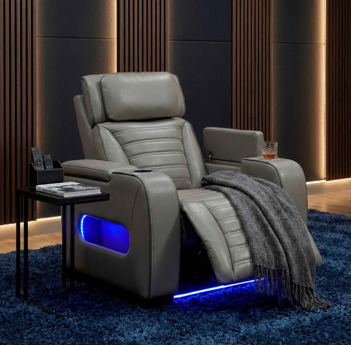Cyber Gray Power Reclining Chair with Power Headrest by Homelegance at Eve Furniture