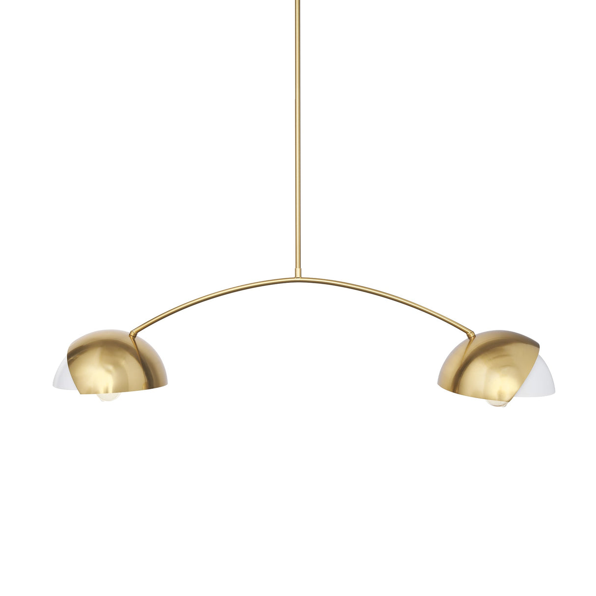 Cybill Brushed Brass w/ White Metal Shades 2-Light Chandelier by Mercana at Eve Furniture