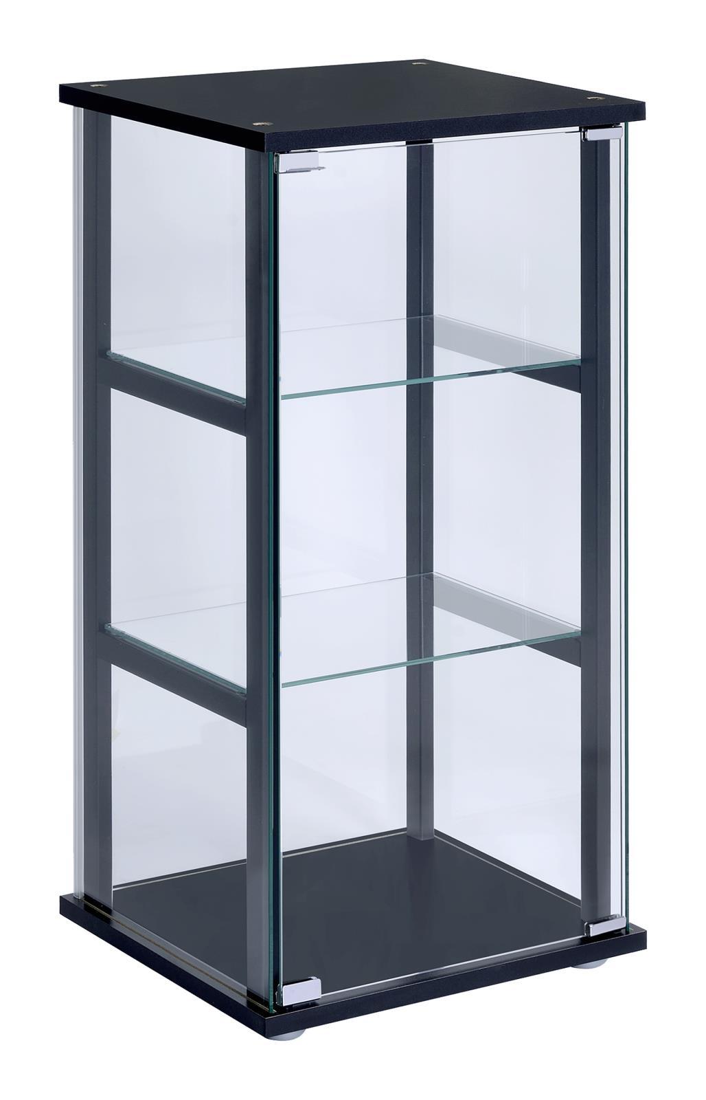 Cyclamen Black/Clear 3-Shelf Glass Curio Cabinet by Coaster at Eve Furniture