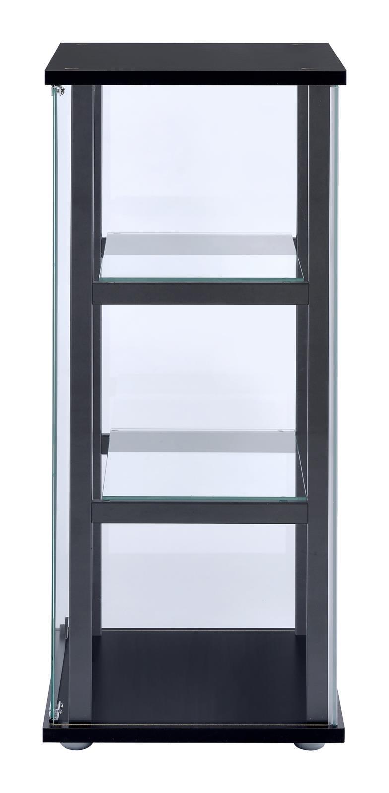 Cyclamen Black/Clear 3-Shelf Glass Curio Cabinet by Coaster at Eve Furniture