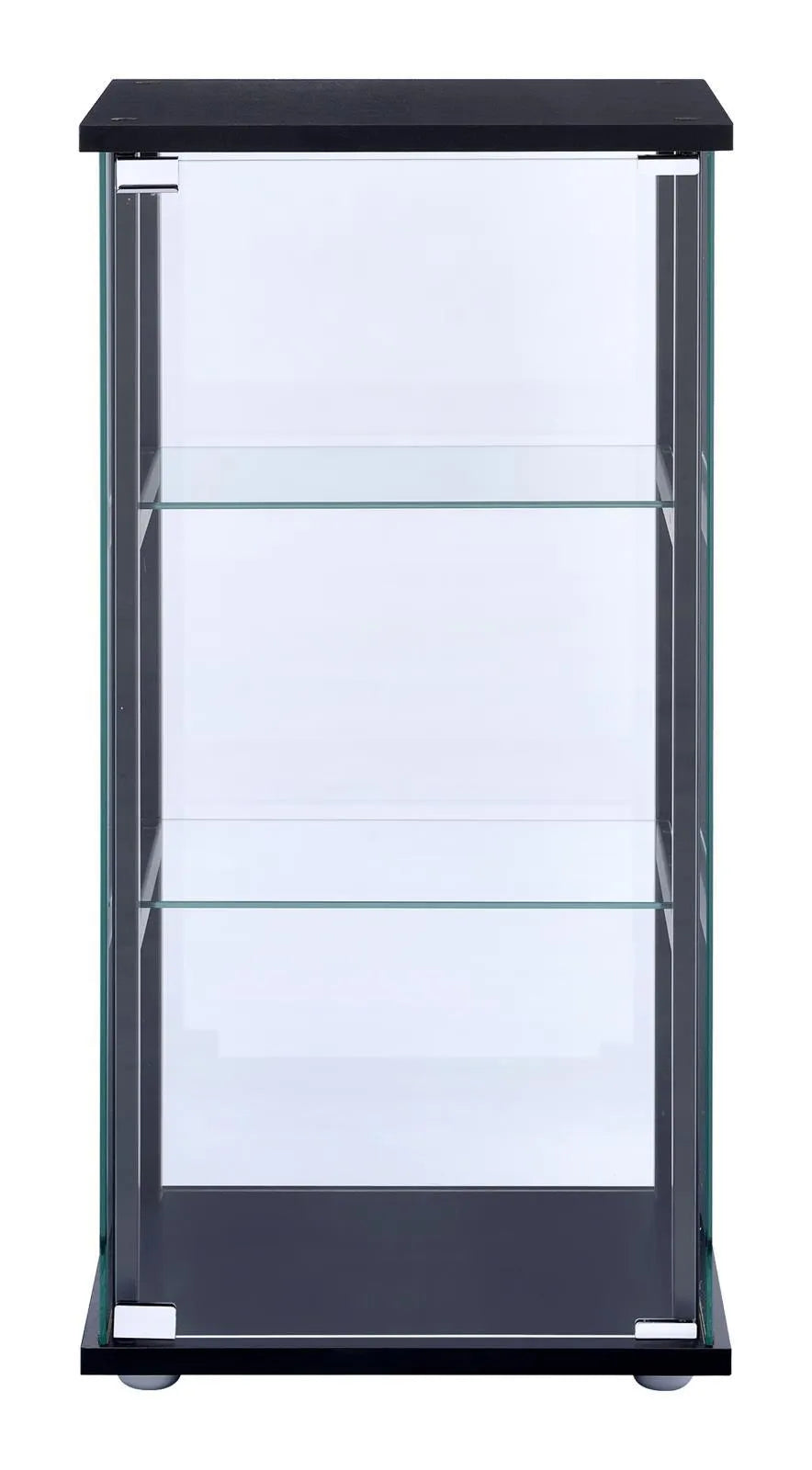 Cyclamen Black/Clear 3-Shelf Glass Curio Cabinet by Coaster at Eve Furniture