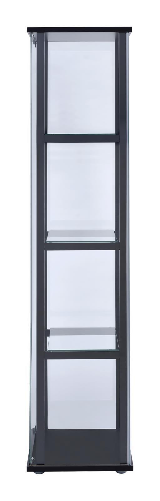 Cyclamen Black/Clear 4-Shelf Glass Curio Cabinet by Coaster at Eve Furniture