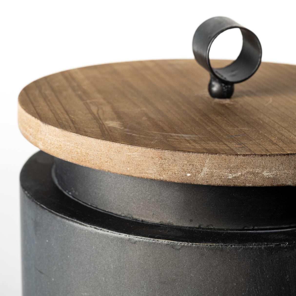Cyril (Set of 2) Gray Metal W/ Brown Wood Lids Jars by Mercana at Eve Furniture