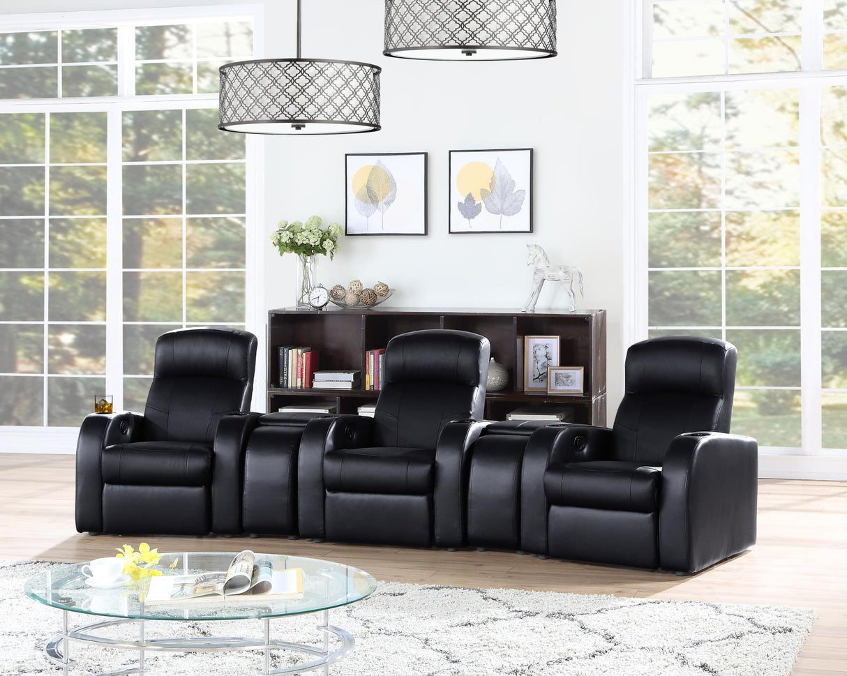 Cyrus Black Upholstered 5-Piece Reclining Living Room Set by Coaster at Eve Furniture
