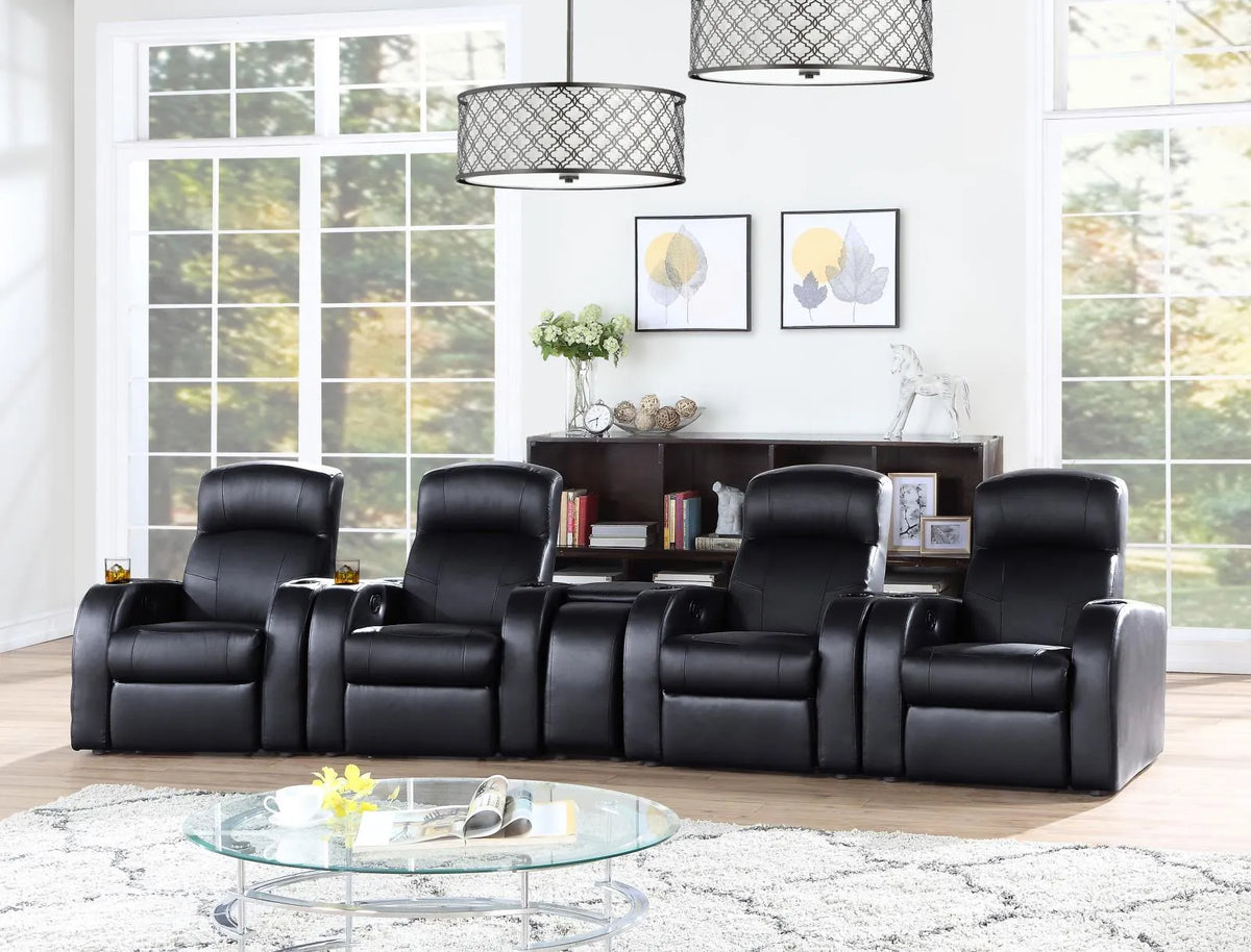 Cyrus Black Upholstered 5-Piece Reclining Living Room Set by Coaster at Eve Furniture