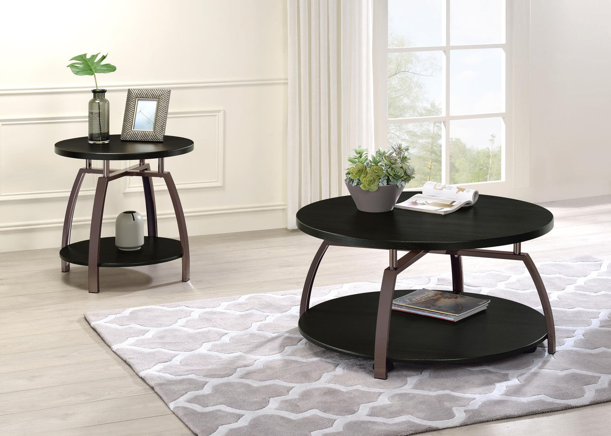 Dacre Dark Charcoal 2-Piece Round Coffee and End Table Set by Coaster at Eve Furniture