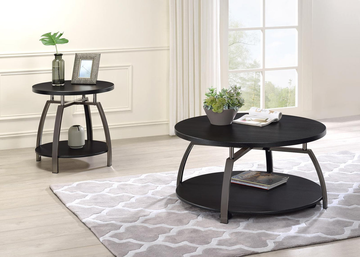 Dacre Dark Gray/Black Nickel Round End Table by Coaster at Eve Furniture
