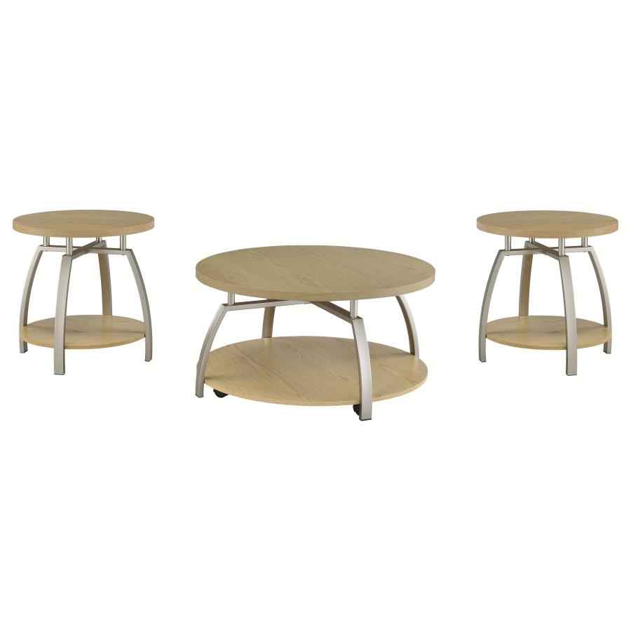 Dacre Greige 3-piece Round Coffee and End Table Set by Coaster at Eve Furniture