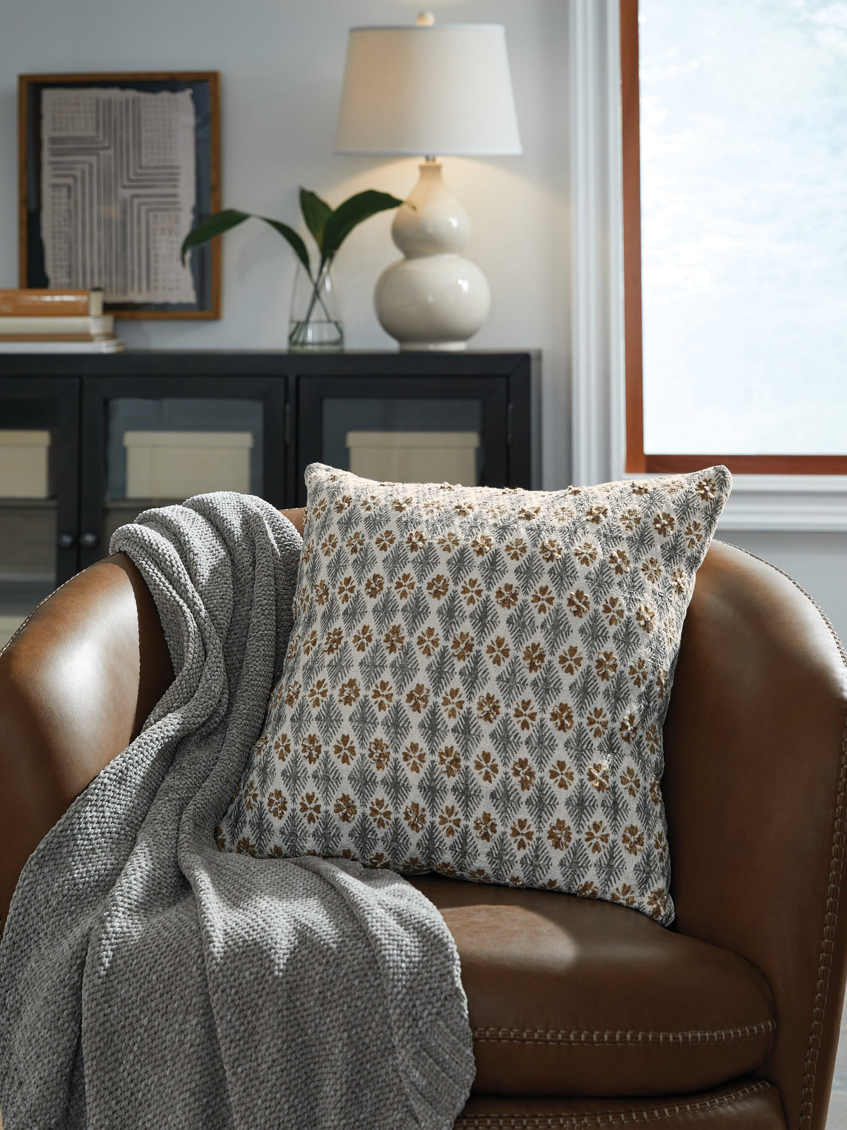 Dainwick White/Gray/Brown Pillow (Set of 4) by Ashley at Eve Furniture