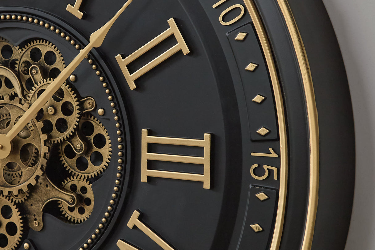 Dairton Black/Gold Finish Wall Clock by Ashley at Eve Furniture