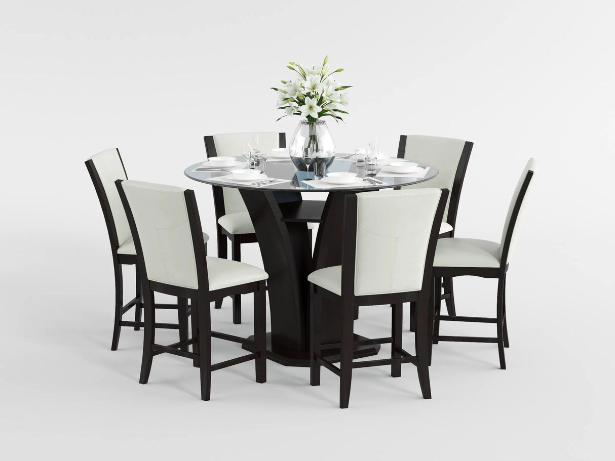 Daisy Dark Brown Glass-Top 48" Round Counter Height Table by Homelegance at Eve Furniture