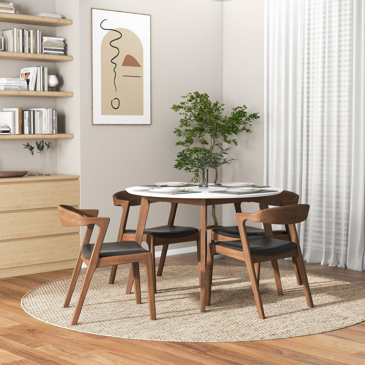 Dakota Solid Wood Black Leather Dining Chair (Set Of 2) by Ashcroft Furniture at Eve Furniture