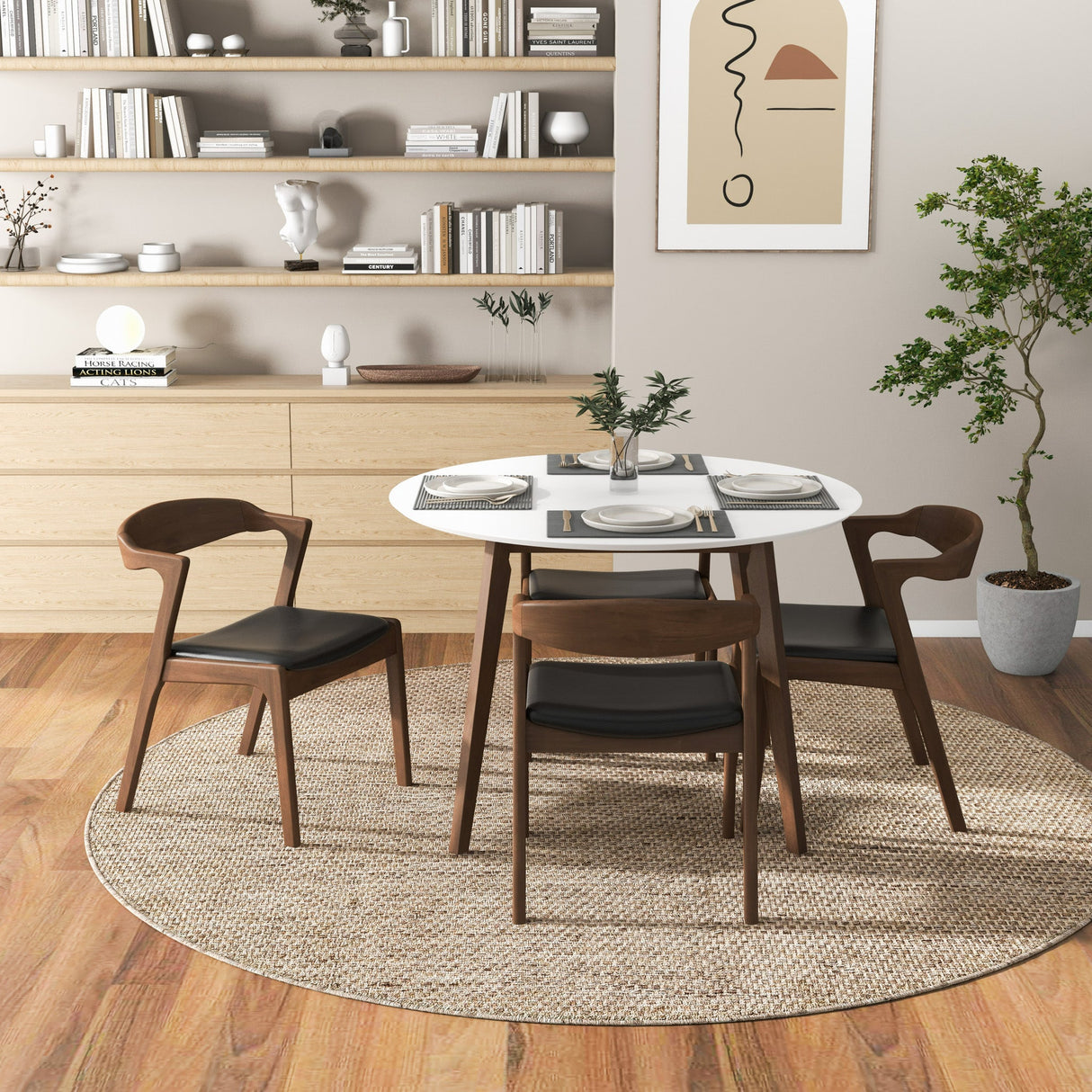 Dakota Solid Wood Black Leather Dining Chair (Set Of 2) by Ashcroft Furniture at Eve Furniture