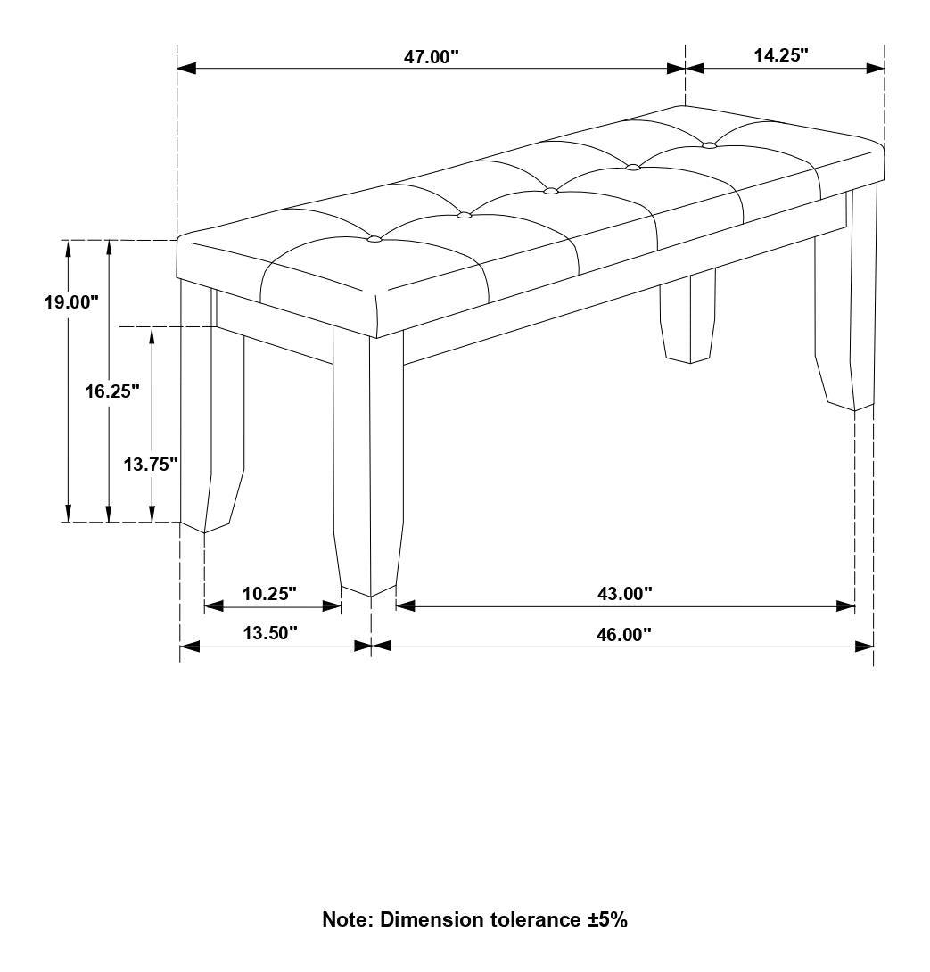 Dalila Gray/Dark Gray Padded Cushion Bench by Coaster at Eve Furniture