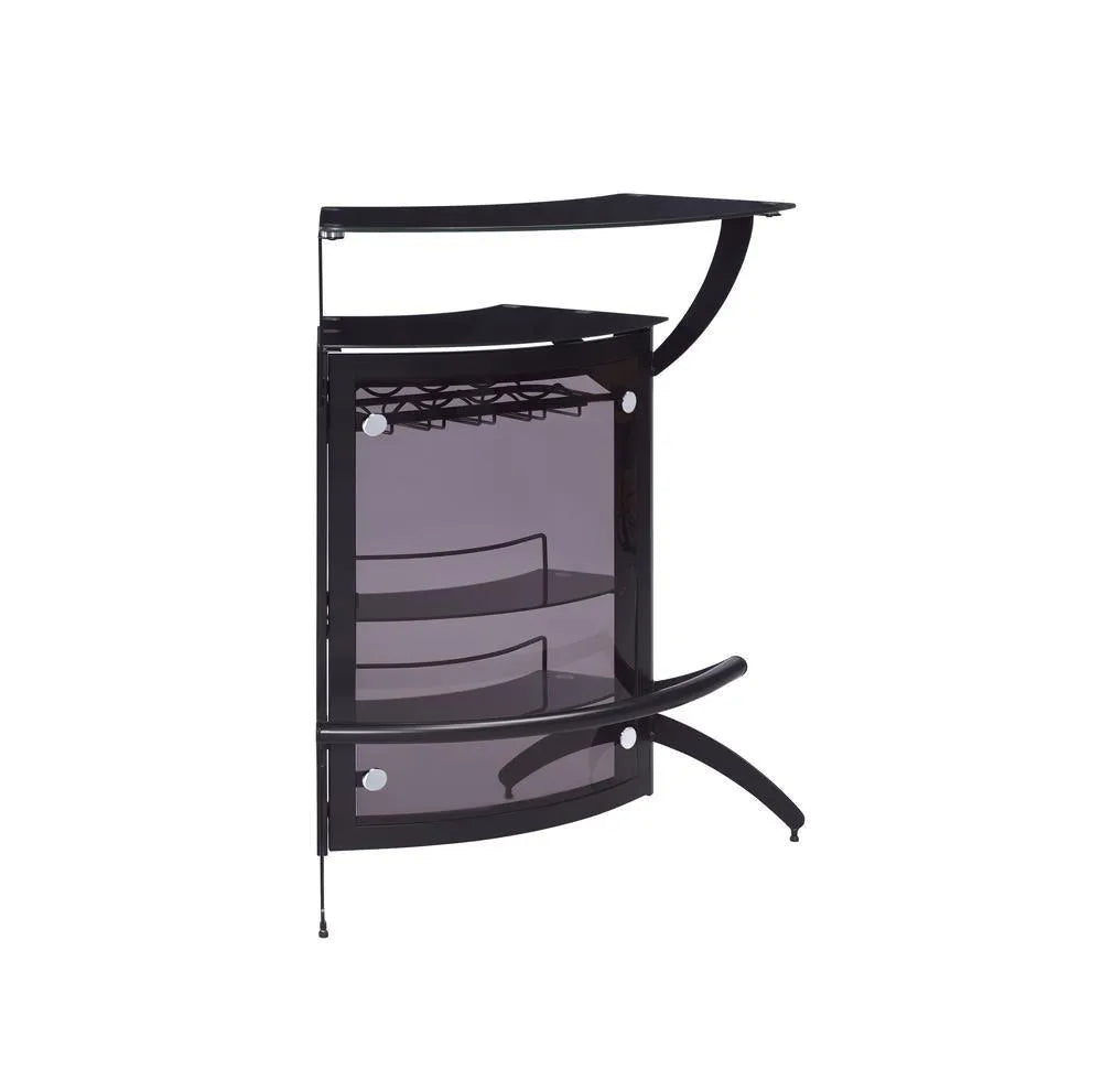 Dallas Smoked/Black 3-Bottle Wine Rack Bar Unit by Coaster at Eve Furniture