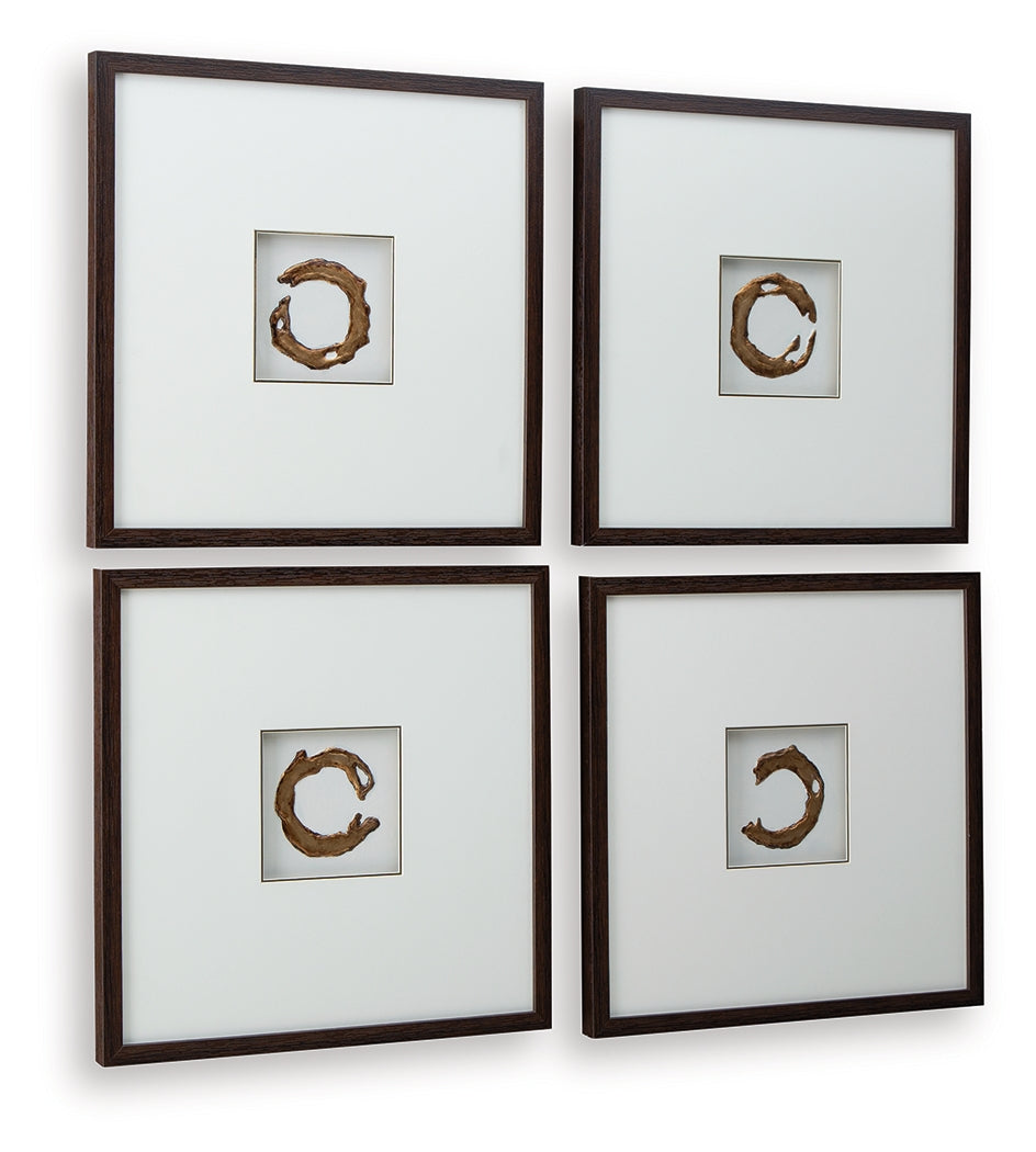 Dallbourne White/Gold Finish Wall Art (Set of 4) by Ashley at Eve Furniture