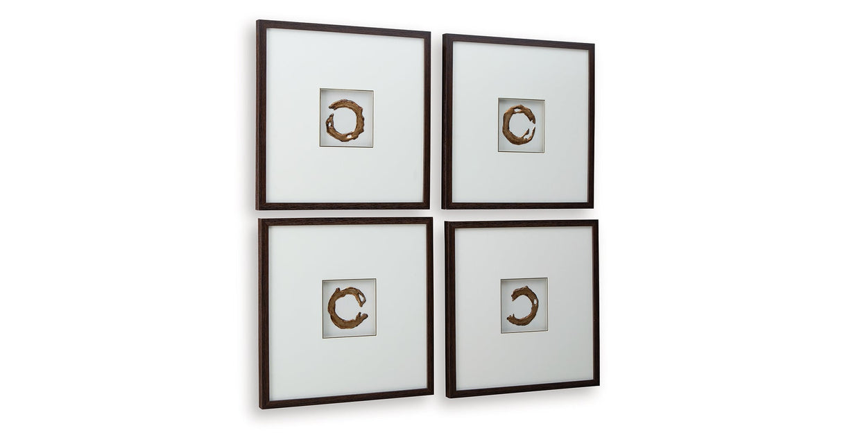 Dallbourne White/Gold Finish Wall Art (Set of 4) by ASHLEY FURNITURE at Eve Furniture