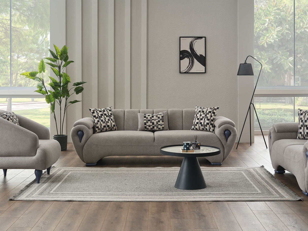 Damla 3-pieces (Sofa & Loveseat & Chair) Livingroom Set in Cream by Furnia at Eve Furniture