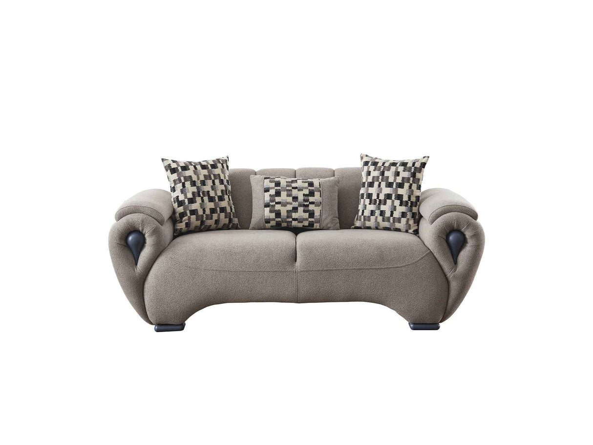 Damla Cream Stationary Loveseat by Furnia at Eve Furniture