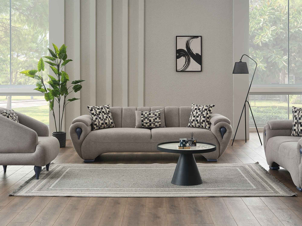 Damla Stationary Sofa in Cream by Furnia at Eve Furniture