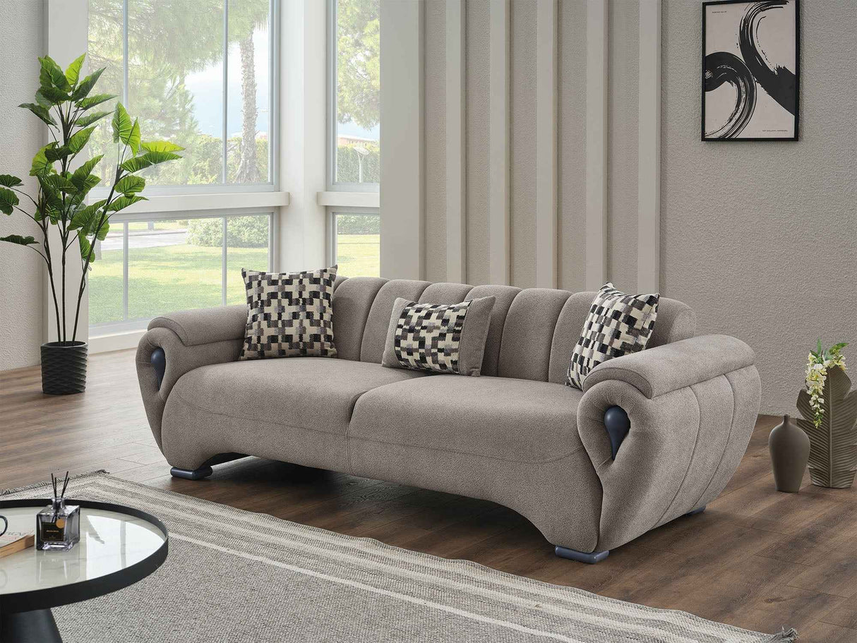 Damla Stationary Sofa in Cream by Furnia at Eve Furniture