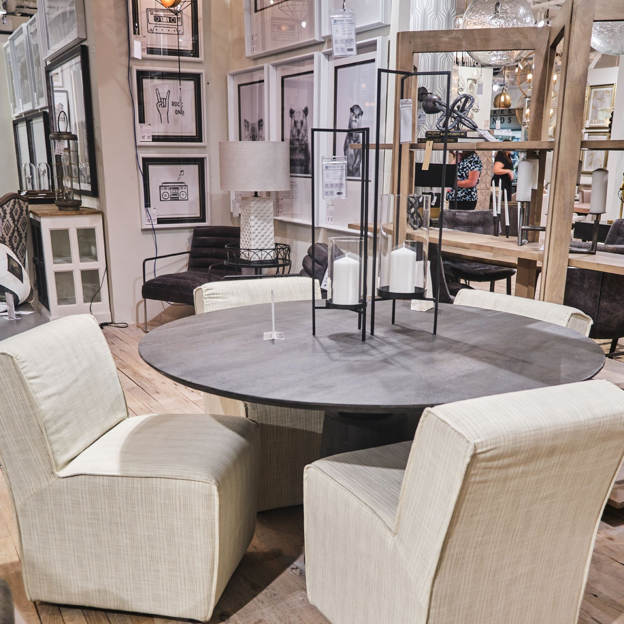 Damon Fully Upholstered Cream-Toned Fabric Dining Chair on Casters, Set of 2 by Mercana at Eve Furniture
