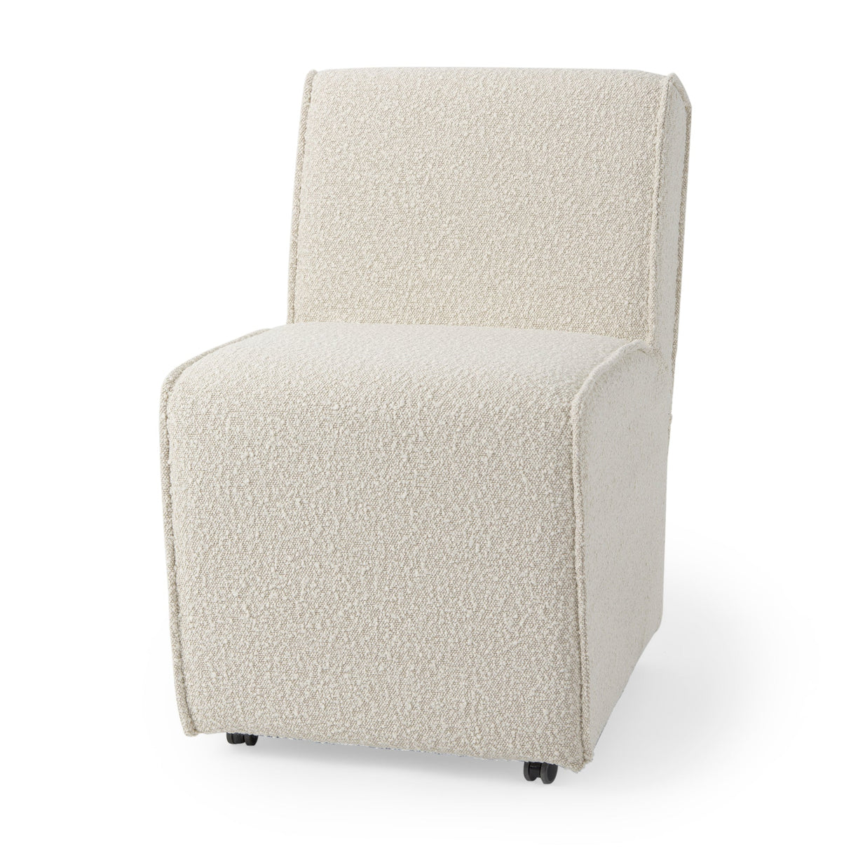 Damon Fully Upholstered Cream-Toned Fabric Dining Chair on Casters, Set of 2 by Mercana at Eve Furniture