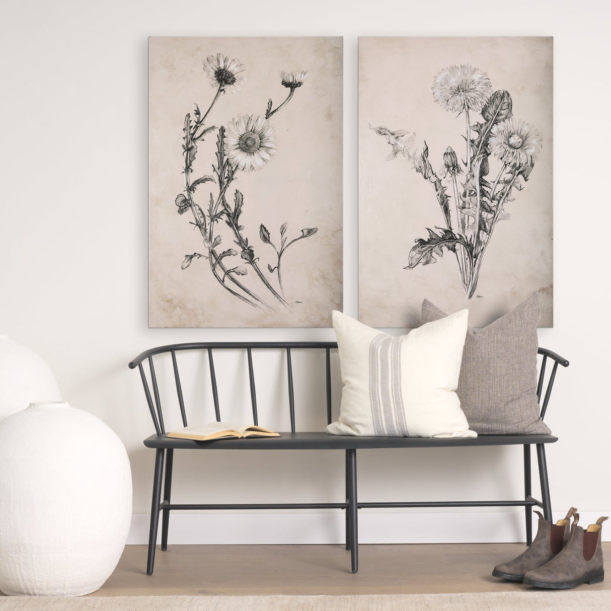 Dandelion Drawing II by Mercana Studio a Hand Embellished Textured Canvas by Mercana at Eve Furniture