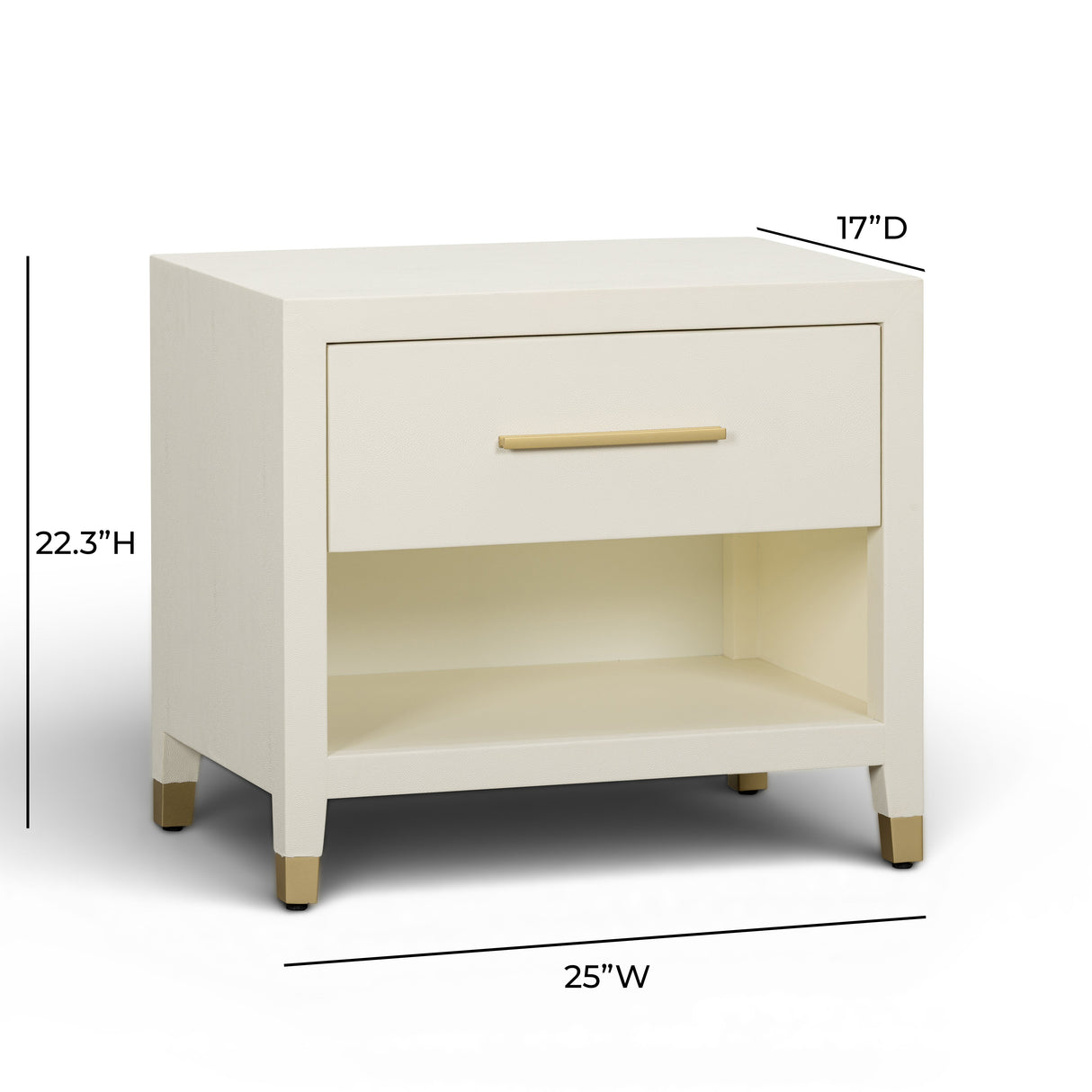 Dani 25" Cream Faux Shagreen Nightstand with Drawer by TOV Furniture at Eve Furniture