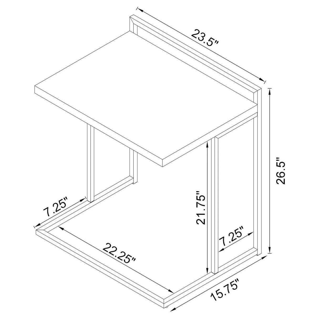 Dani Rectangular Snack Table with Metal Base by Coaster at Eve Furniture