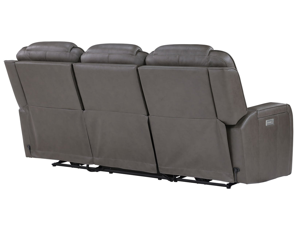 Daniel Triple Power Home Theater Leather Reclining Sofa with Drop-Down Control Console, Built-in Speakers & Vibration, Heat, and Massage by Steve Silver at Eve Furniture