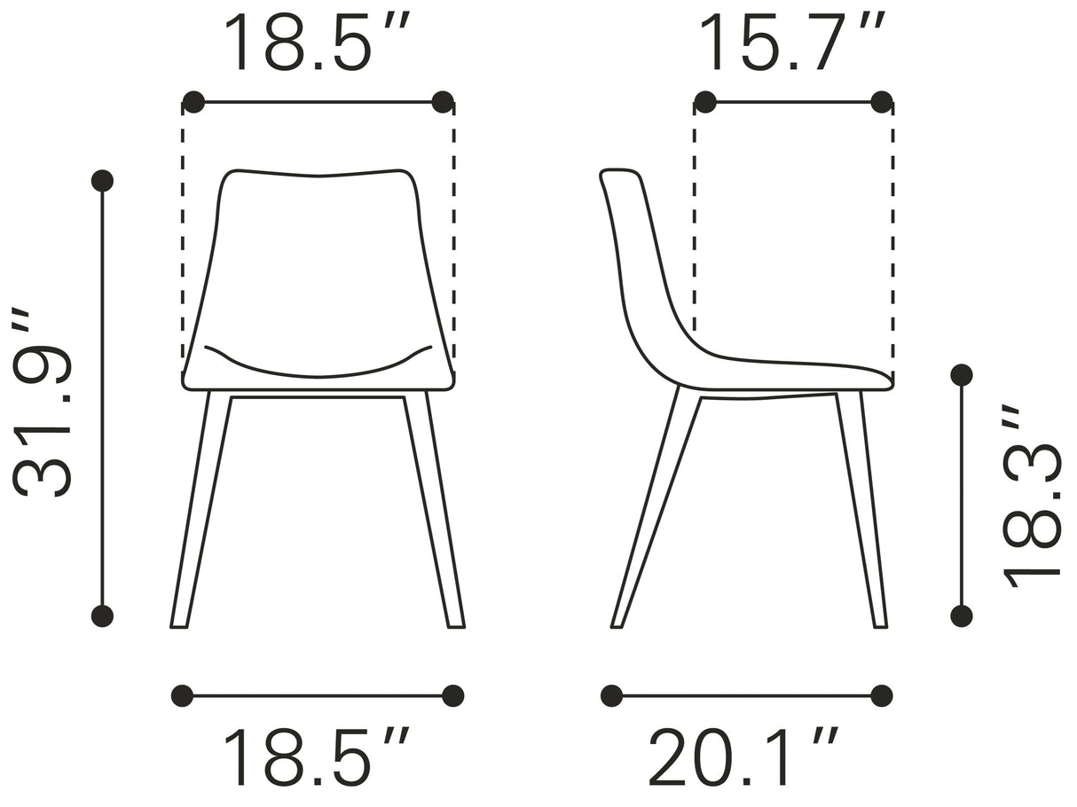 Daniel Vintage Black Dining Chair (Set of 2) by Zuomod at Eve Furniture