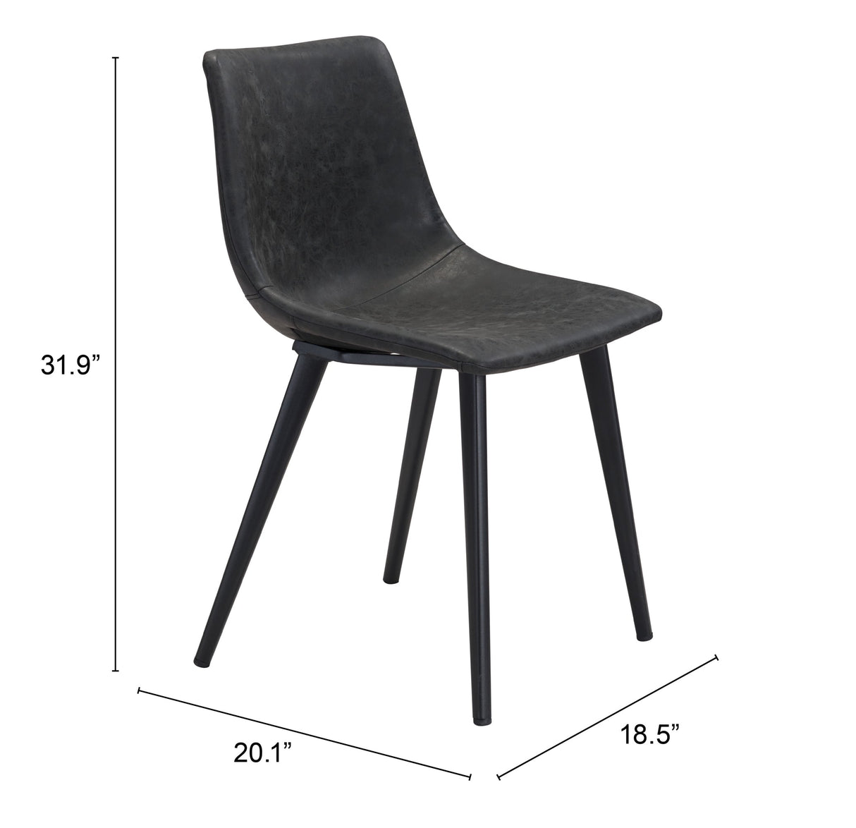 Daniel Vintage Black Dining Chair (Set of 2) by Zuomod at Eve Furniture