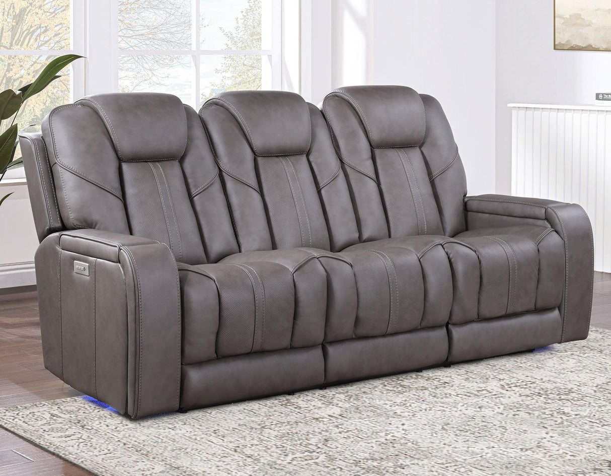 Daniel 3-Piece Triple Power Leather Manual Reclining Set by Steve Silver at Eve Furniture