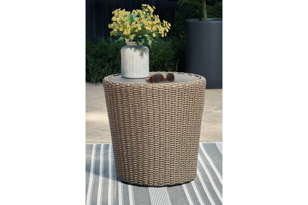 Danson Beige Outdoor End Table by Ashley at Eve Furniture