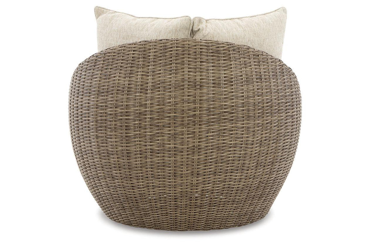 Danson Beige Outdoor Swivel Lounge Chair (Set of 2) by Ashley at Eve Furniture