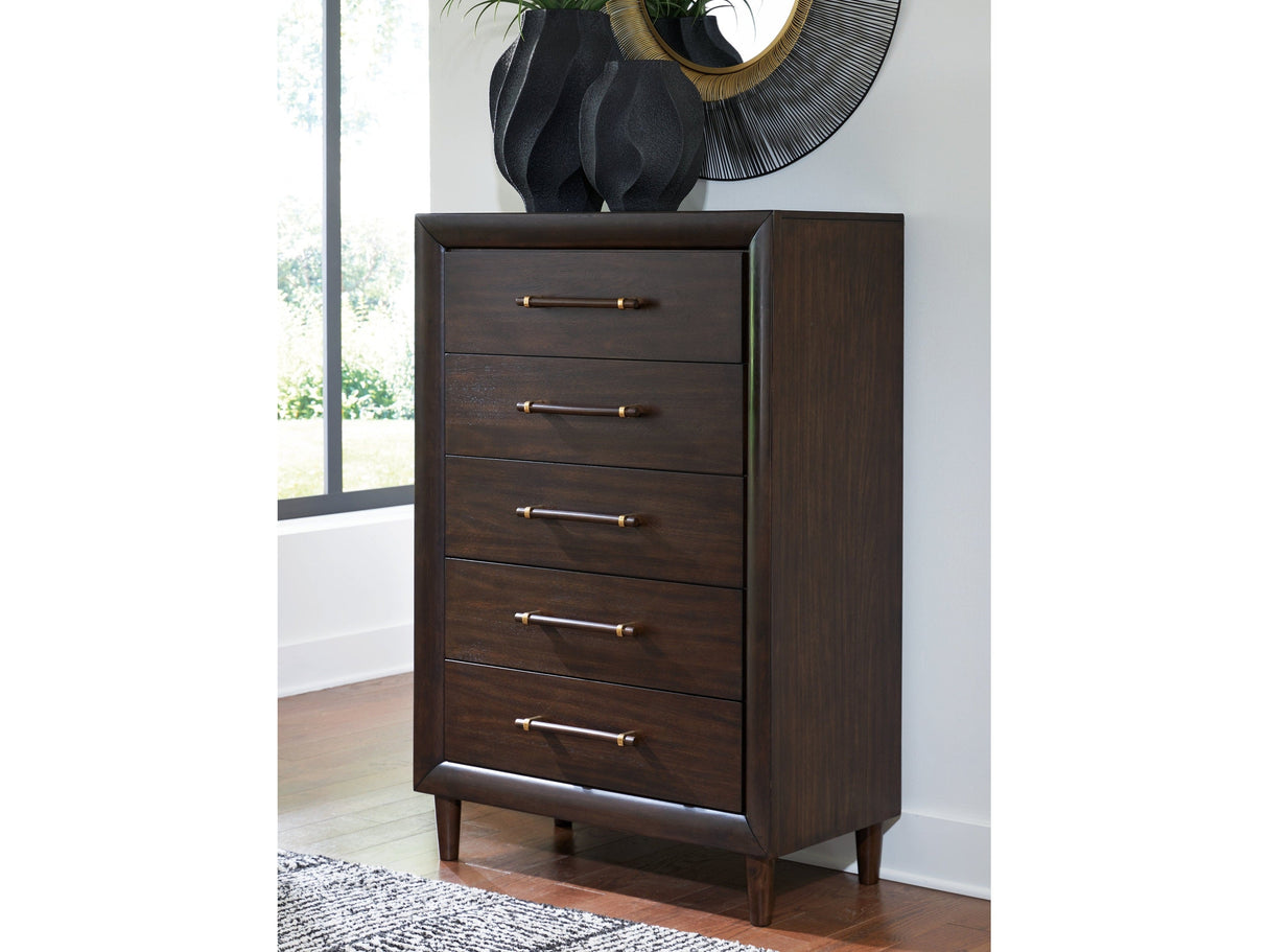 Dantenton Merlot Chest of Drawers by Ashley at Eve Furniture