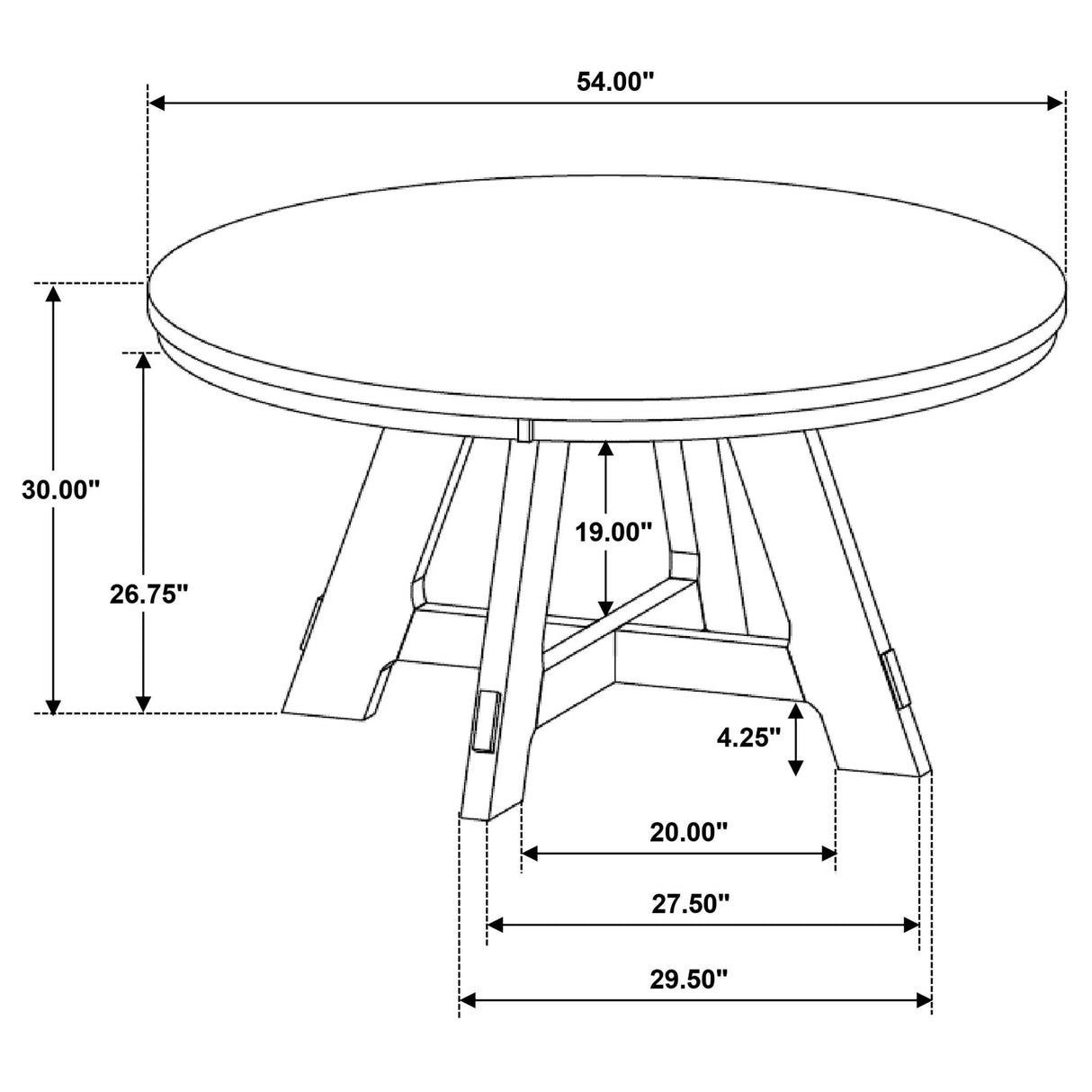 Danvers Brown Oak 5-Piece Round 54-inch Dining Set by Coaster at Eve Furniture