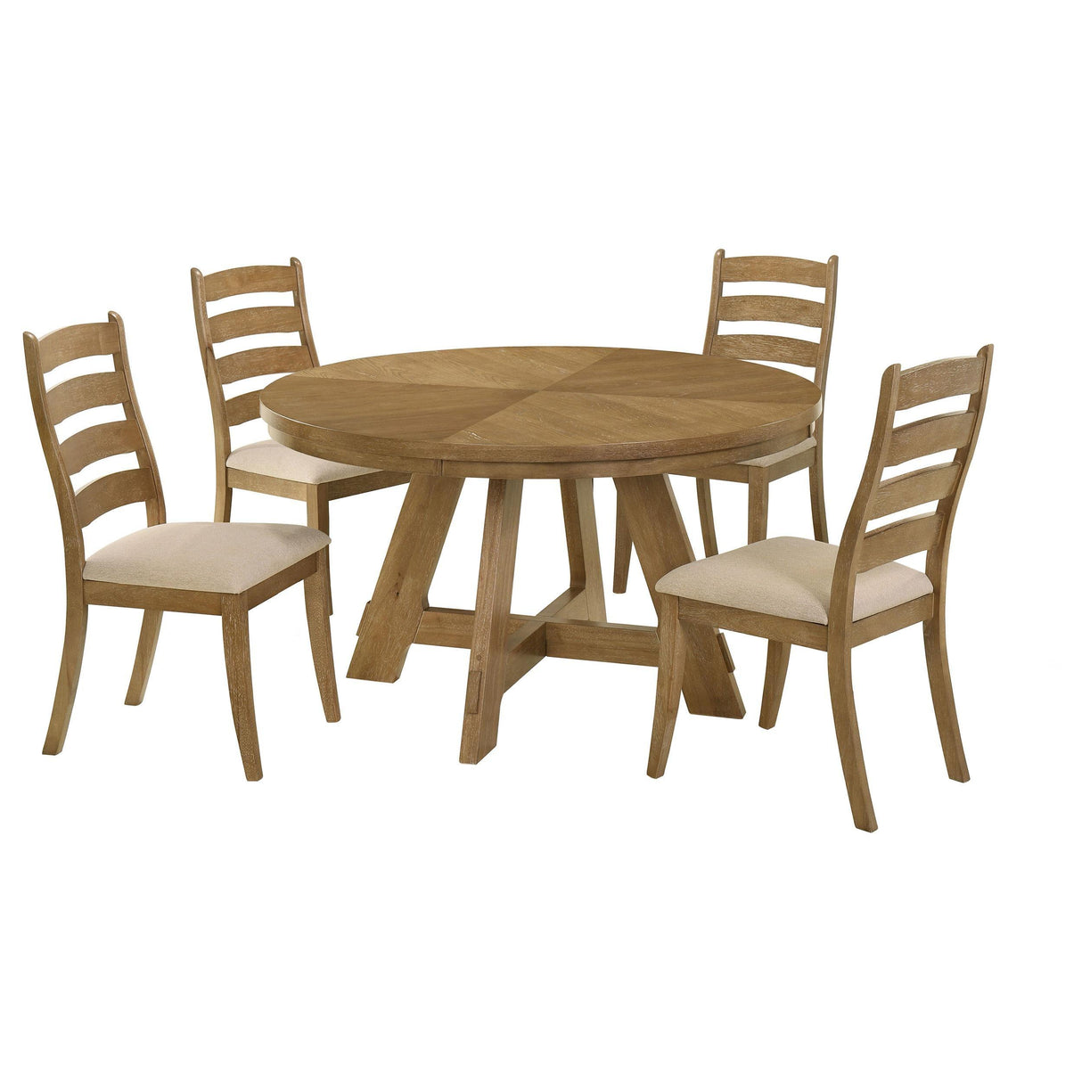 Danvers Brown Oak 5-Piece Round 54-inch Dining Set by Coaster at Eve Furniture