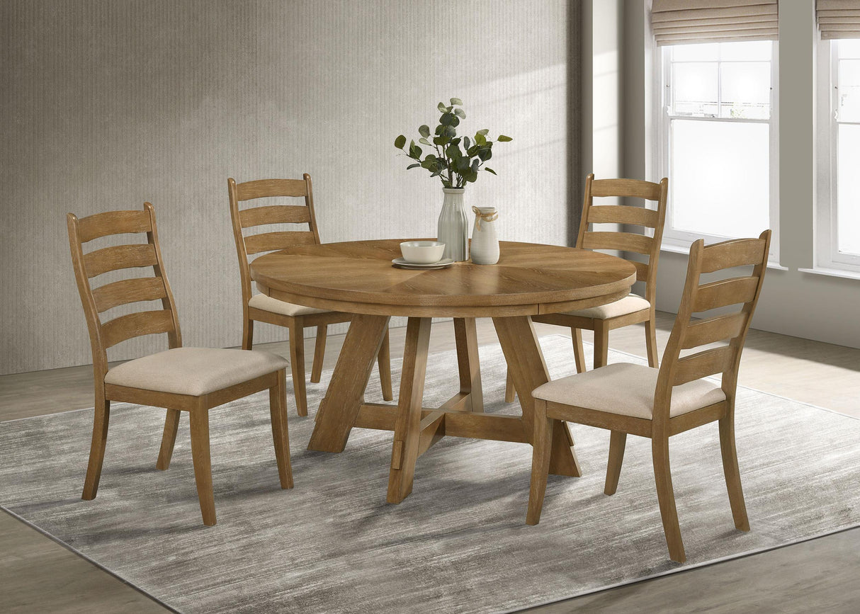 Danvers Brown Oak Round 54-inch Wood Dining Table by Coaster at Eve Furniture