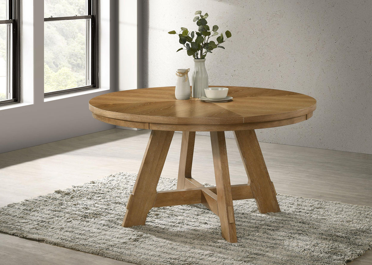 Danvers Brown Oak Round 54-inch Wood Dining Table by Coaster at Eve Furniture