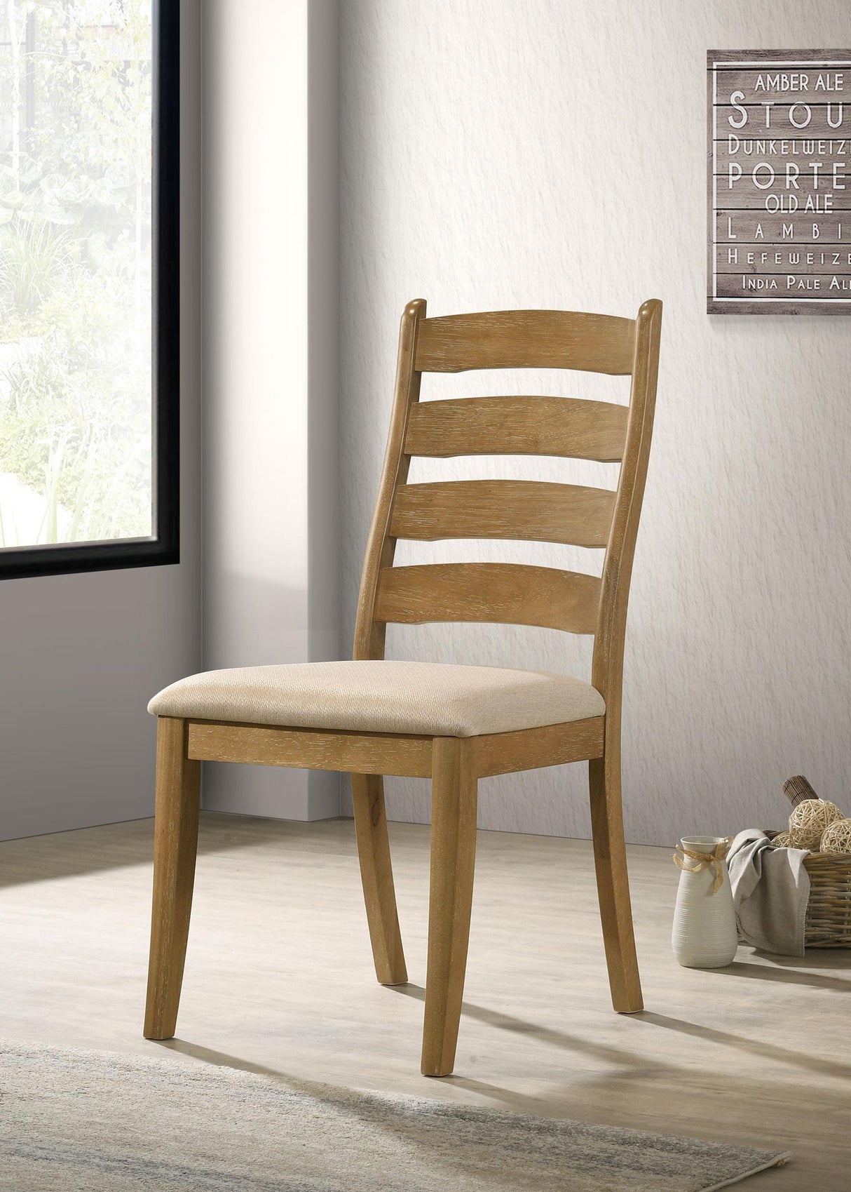Danvers Ladder Back Dining Side Chair Brown Oak (Set of 2) by Coaster at Eve Furniture