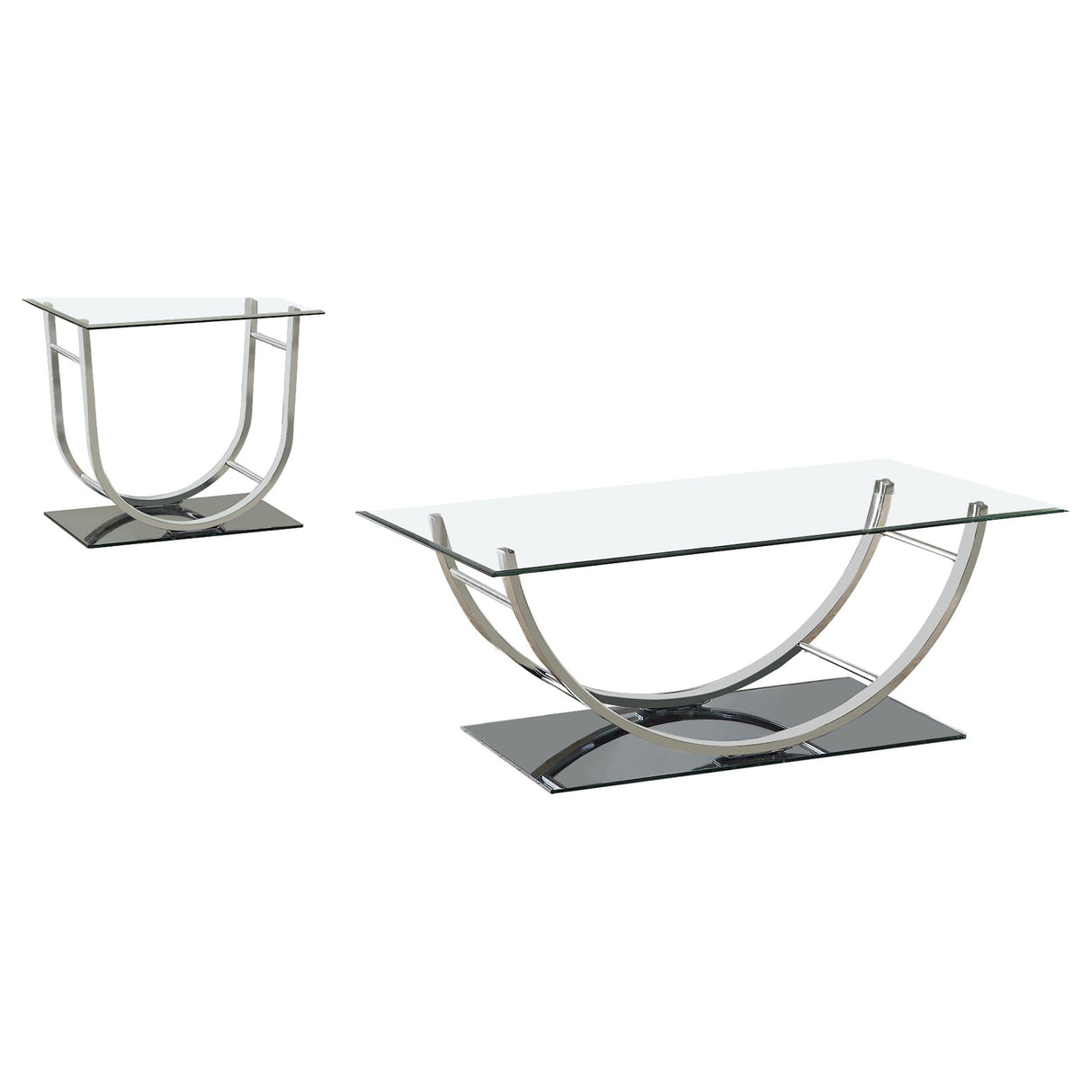 Danville Chrome 2-Piece Glass Top Coffee and End Table Set by Coaster at Eve Furniture