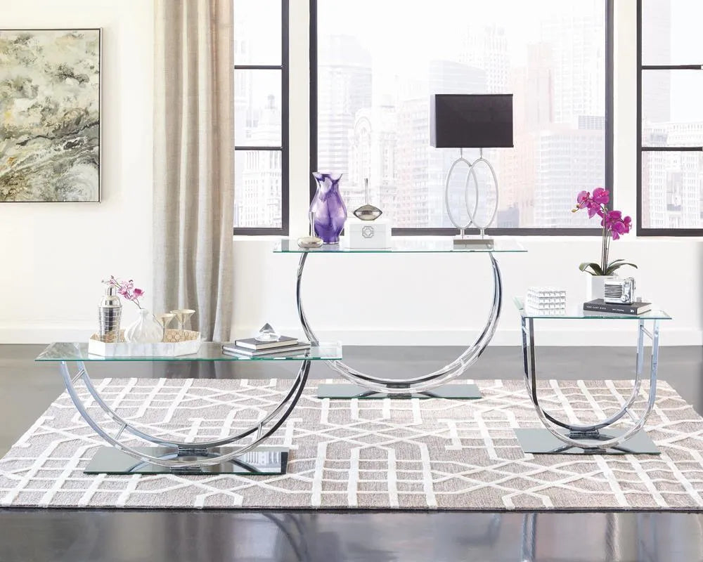 Danville Chrome U-Shaped Sofa Table by Coaster at Eve Furniture