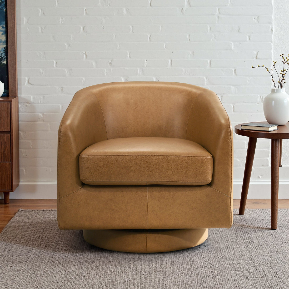 Danville Tan Leather Swivel Chair by Ashcroft Furniture at Eve Furniture