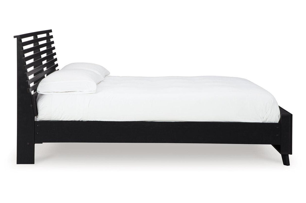 Danziar Black King Slat Platform Bed by Ashley at Eve Furniture