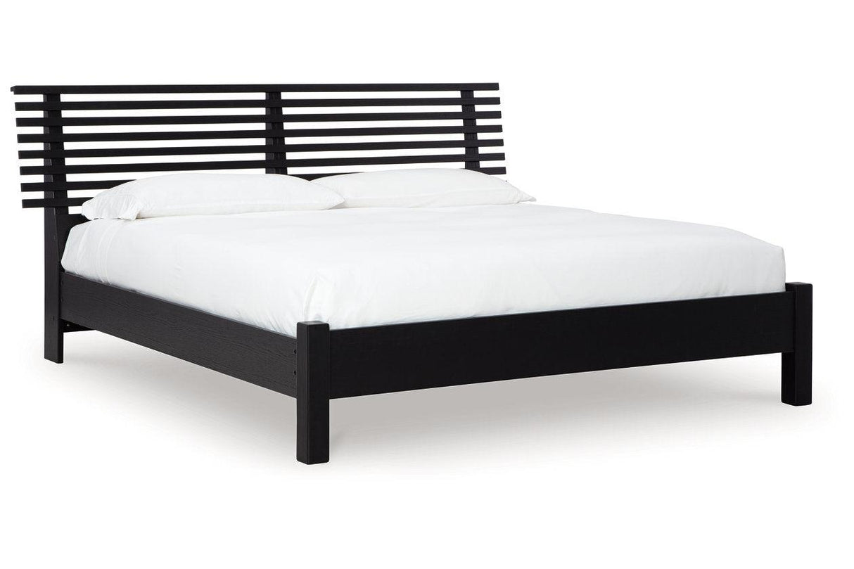 Danziar Black King Slat Platform Bed by Ashley at Eve Furniture