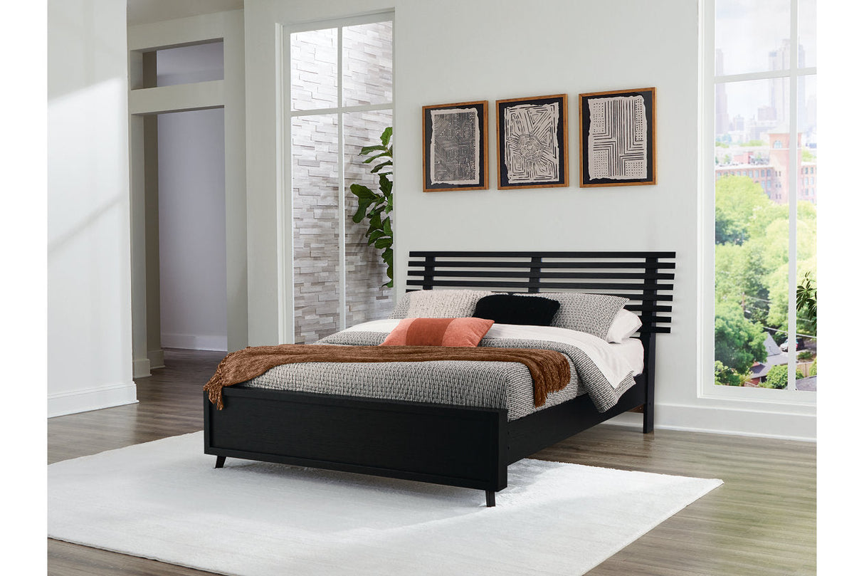 Danziar Black Queen Slat Framed Platform Bed by Ashley at Eve Furniture