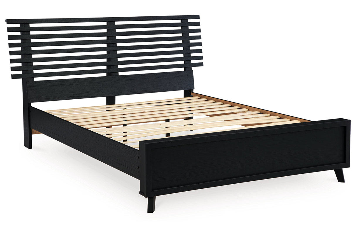 Danziar Black Queen Slat Framed Platform Bed by Ashley at Eve Furniture